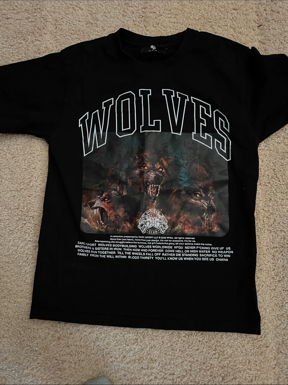 Darc Sport Black Wolves Graphic Tee with Multicolor Chest Print